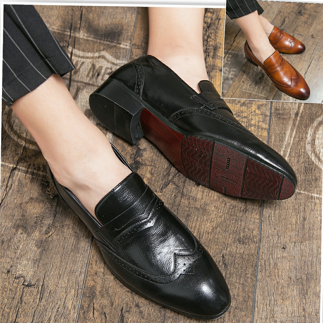38 46 men leather formal shoes comfortable lightweight anti slip