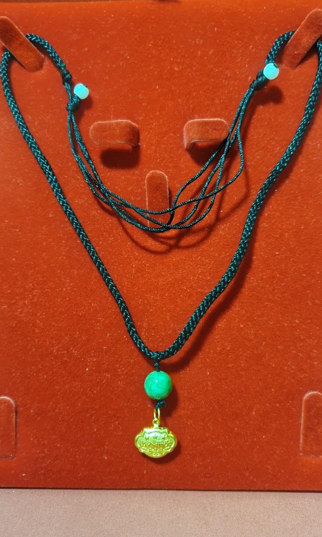 916 gold tiger year baby Safe lock pendant free jade string 2.80