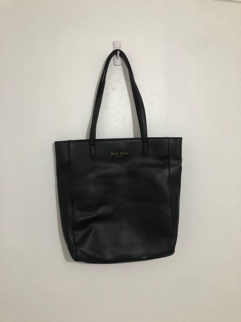 bana bana leather tote bag black, Women's Fashion, Bags & Wallets, Tote ...
