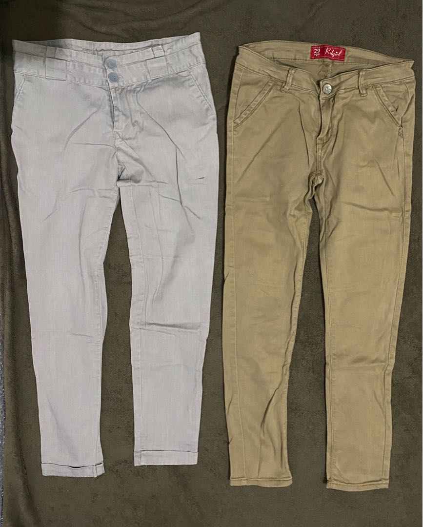 Beige and khaki pants, Women's Fashion, Bottoms, Other Bottoms on Carousell