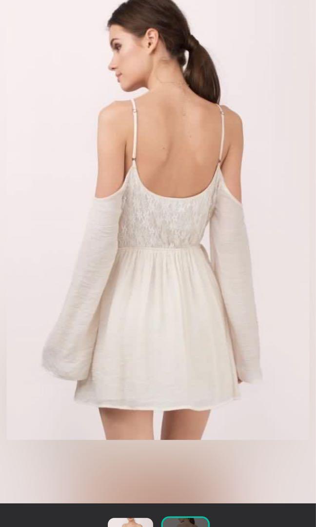 Brand new Tobi cream dress off shoulder with bell sleeves, Women's Fashion,  Dresses & Sets, Dresses on Carousell