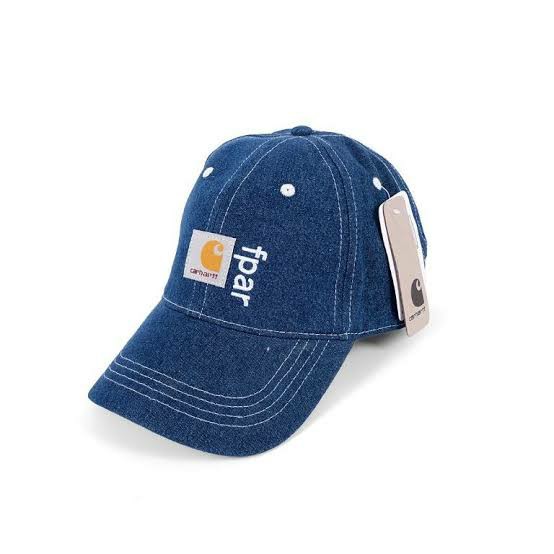 Carhartt x FPAR Cap Indigo, Fesyen Pria 