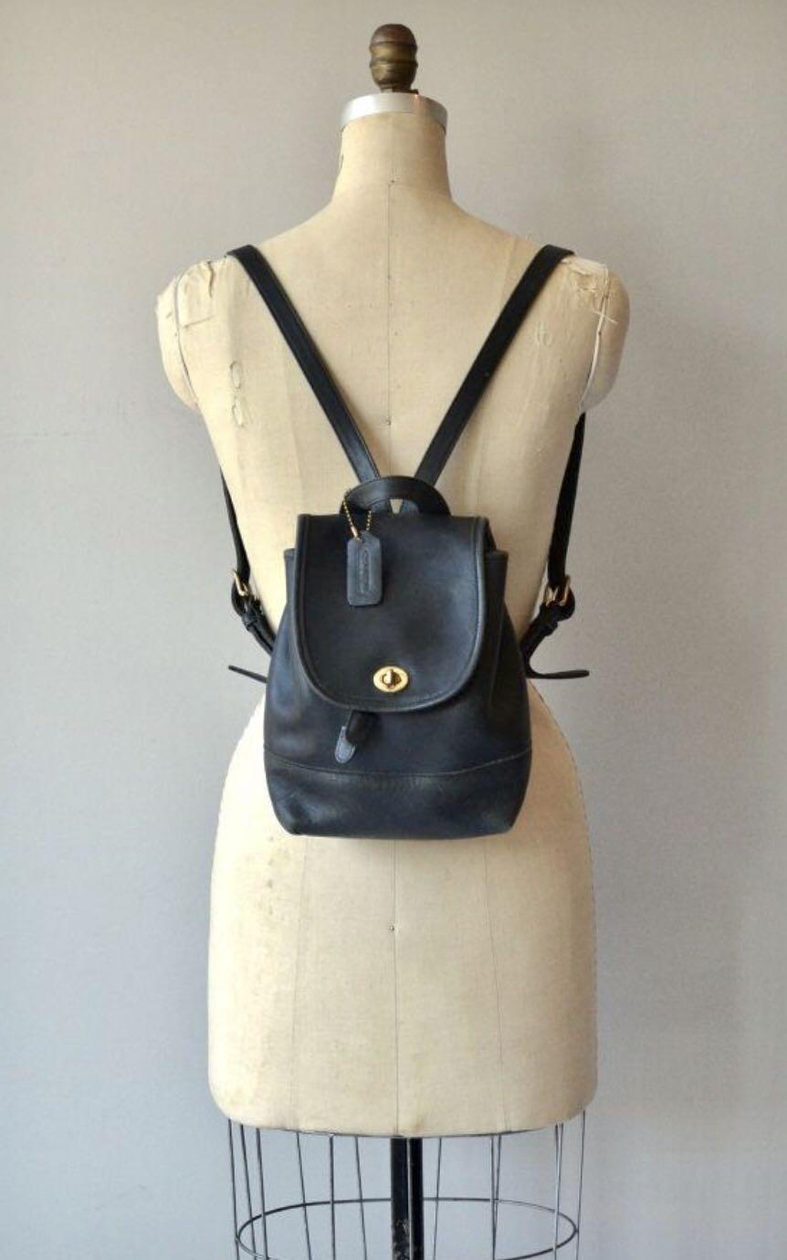 Coach Classic Vintage Black Leather Backpack Mini Luxury Bags