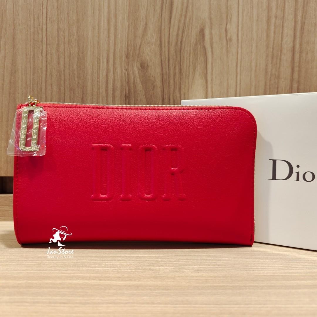 red dior makeup bag