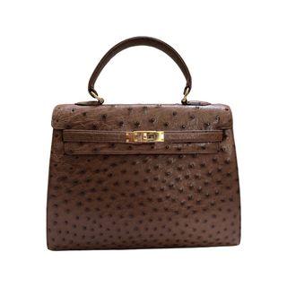 *FAST SALE*  GENUINE OSTRICH VINTAGE BAG HANDBAG JRA KELLY STYLE BAG JAPAN