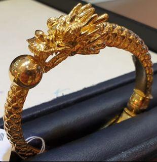 Gold Dragon Bangle Bracelet