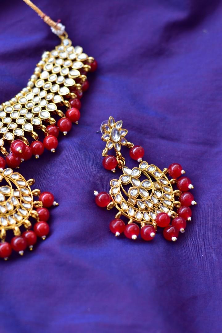 Gold plated choker necklace set shop