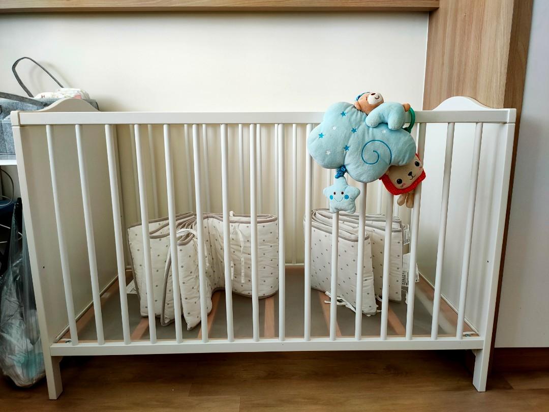 IKEA baby cot and two bumpers, Babies & Kids, Baby Nursery & Kids
