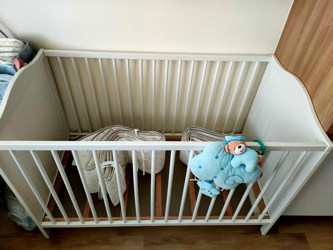 IKEA baby cot and two bumpers, Babies & Kids, Baby Nursery & Kids