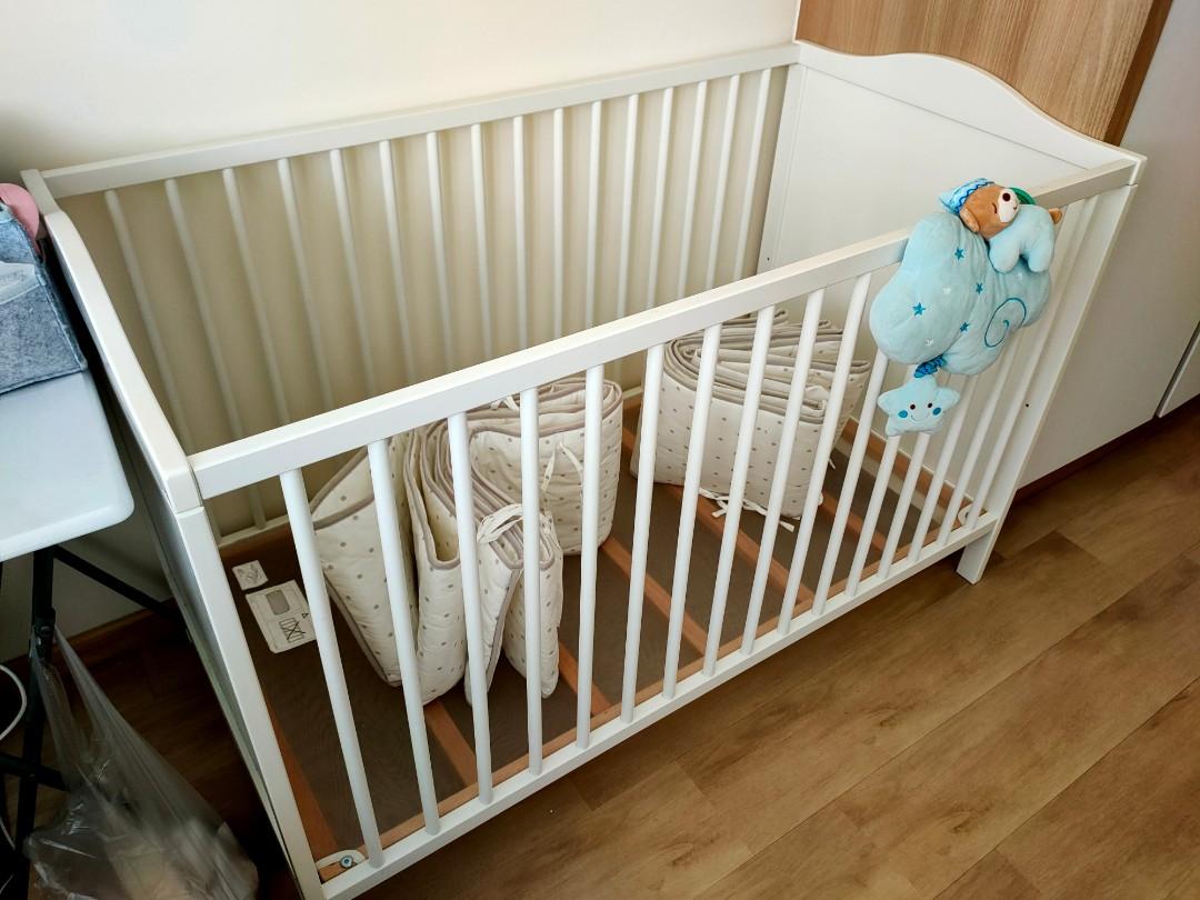 IKEA baby cot and two bumpers, Babies & Kids, Baby Nursery & Kids