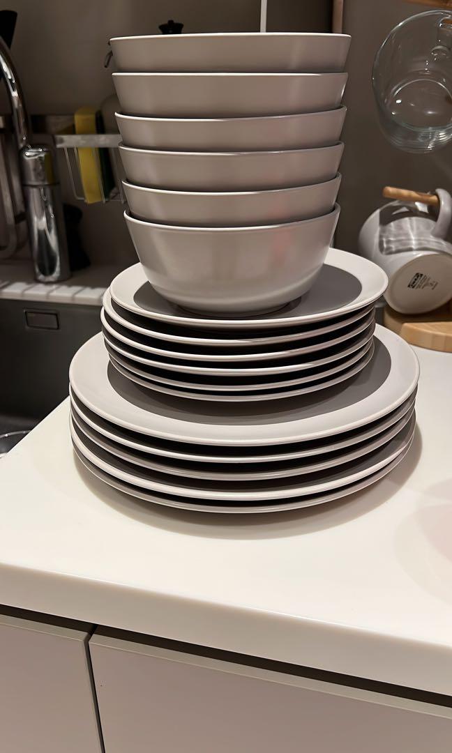 Ikea Dinera Dinnerware Plates Bowls Set (Beige), Furniture & Home Living, Kitchenware