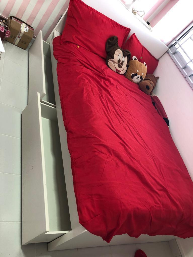 IKEA MALM bed frame with storage mint, Furniture & Home Living