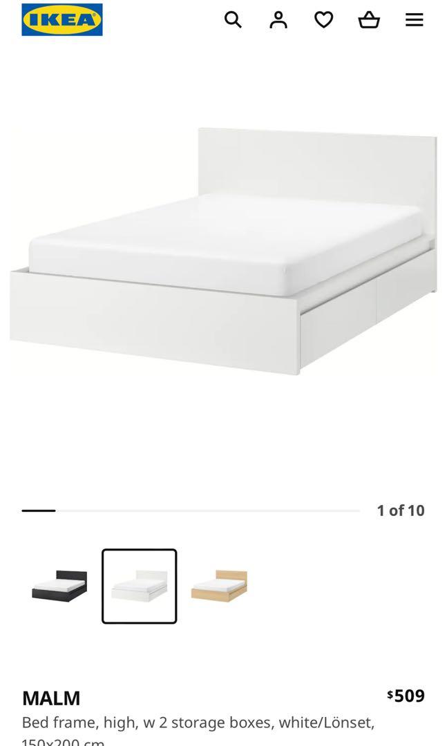 IKEA MALM bed frame with storage mint, Furniture & Home Living