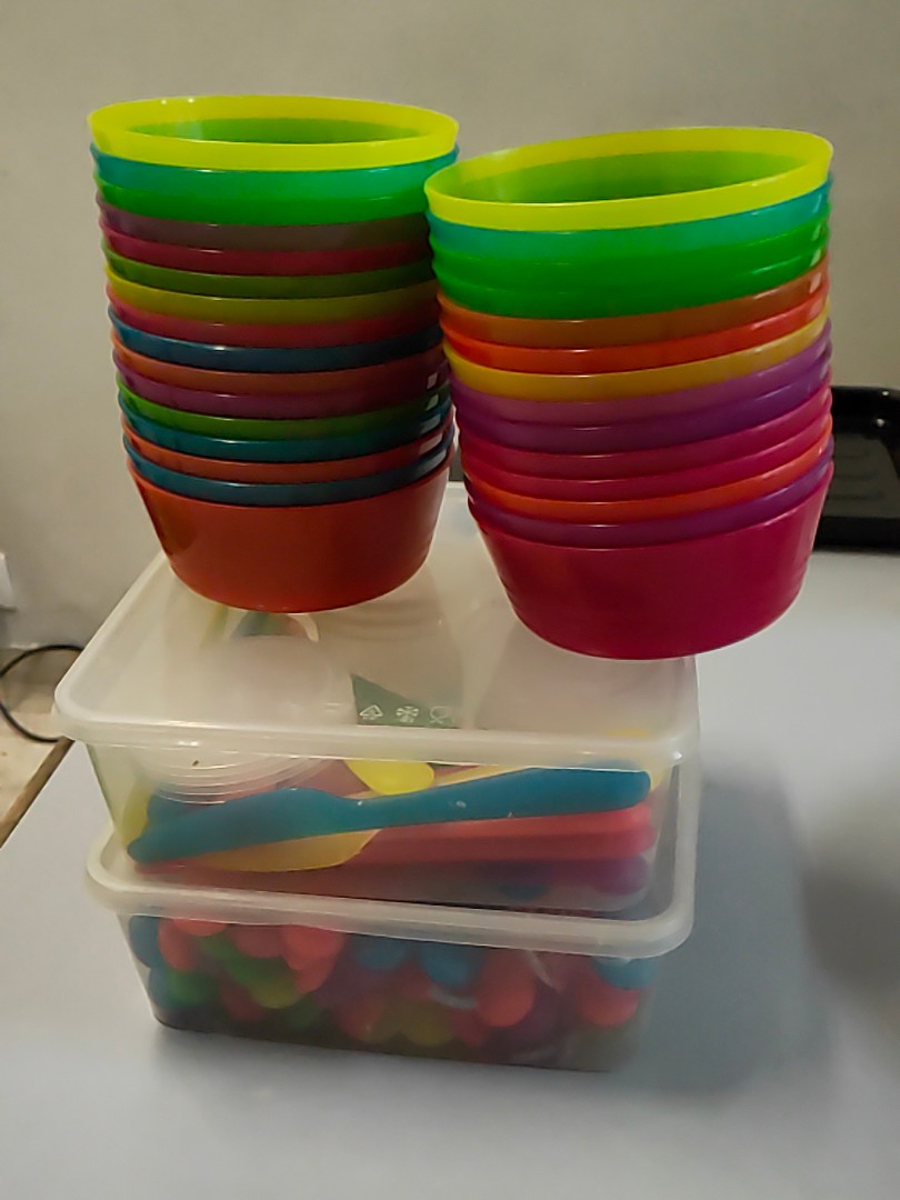 Ikea Plastic Bowl, Fork, Spoon and Knife, Furniture & Home Living