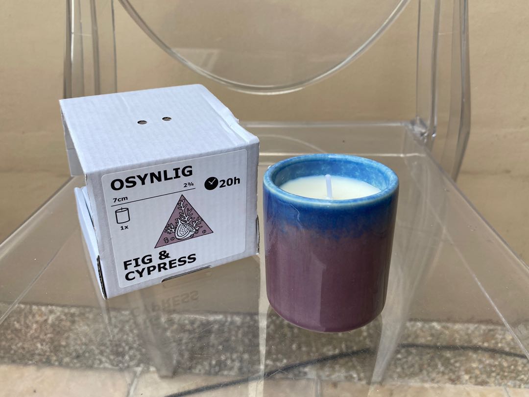 IKEA X BYREDO OSYNLIG Scented Candle Fig & Cypress, Furniture & Home