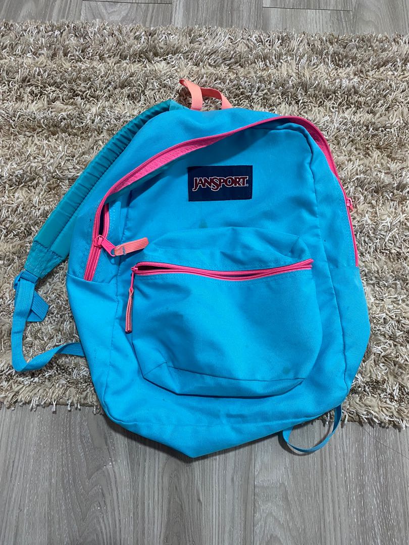 Pink and blue hotsell jansport backpack