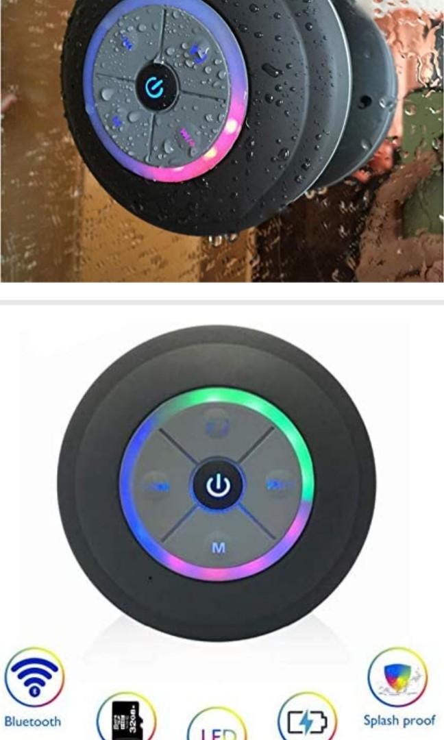 JUSTOP Rainbow LED Bluetooth Shower Speaker With FM Radio, IP67