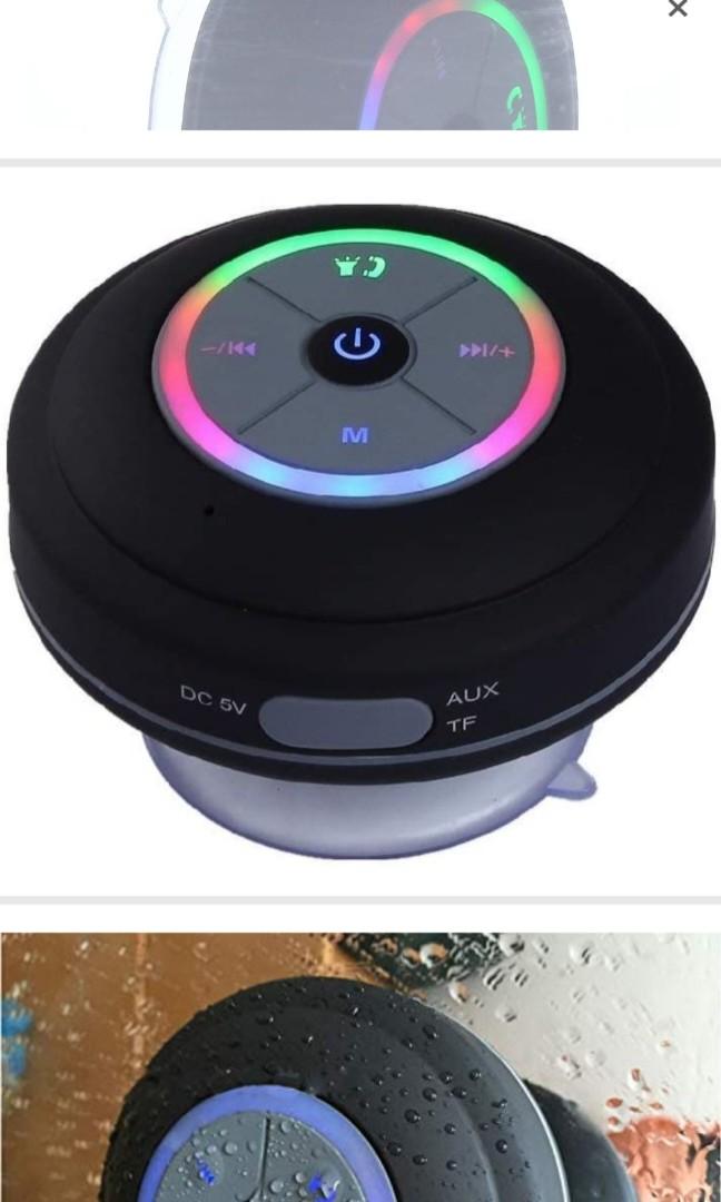JUSTOP Rainbow LED Bluetooth Shower Speaker With FM Radio, IP67