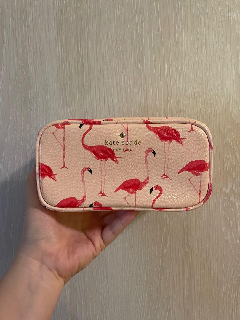 Kate spade flamingo makeup bag clearance