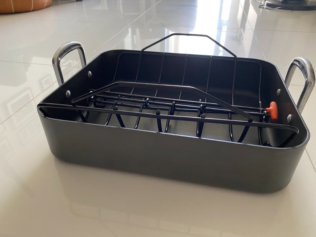 Kirkland Signature Hard Anodized Aluminum Roasting Pan Including Rack