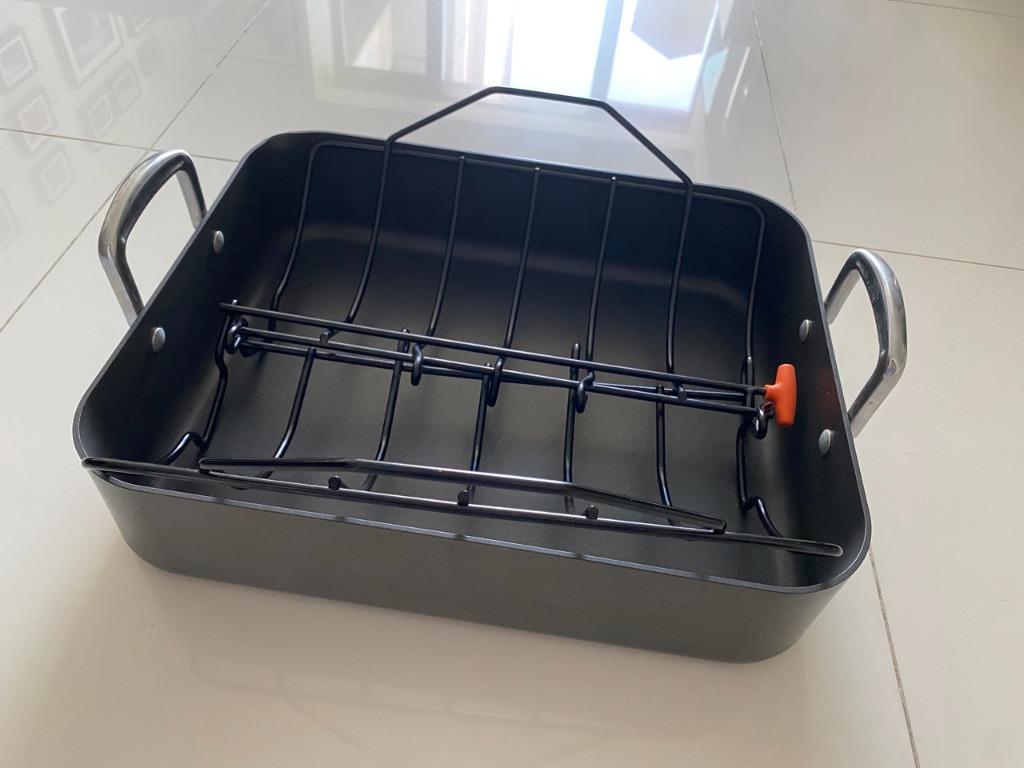 Kirkland Signature Hard Anodized Aluminum Roasting Pan Including Rack