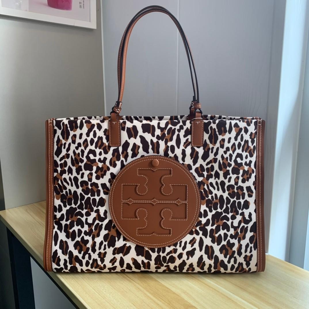 Large|Tory Burch Ella Leopard Canvas Tote, Women's Fashion, Bags & Wallets,  Tote Bags on Carousell