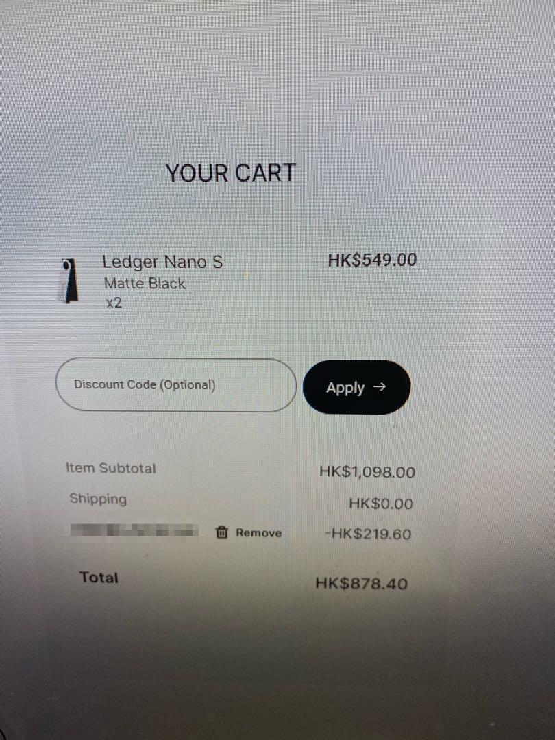 LEDGER Nano X 20% off Discount Code 8折免運費, 門票＆禮券, 現金券、兌換券、禮券- Carousell
