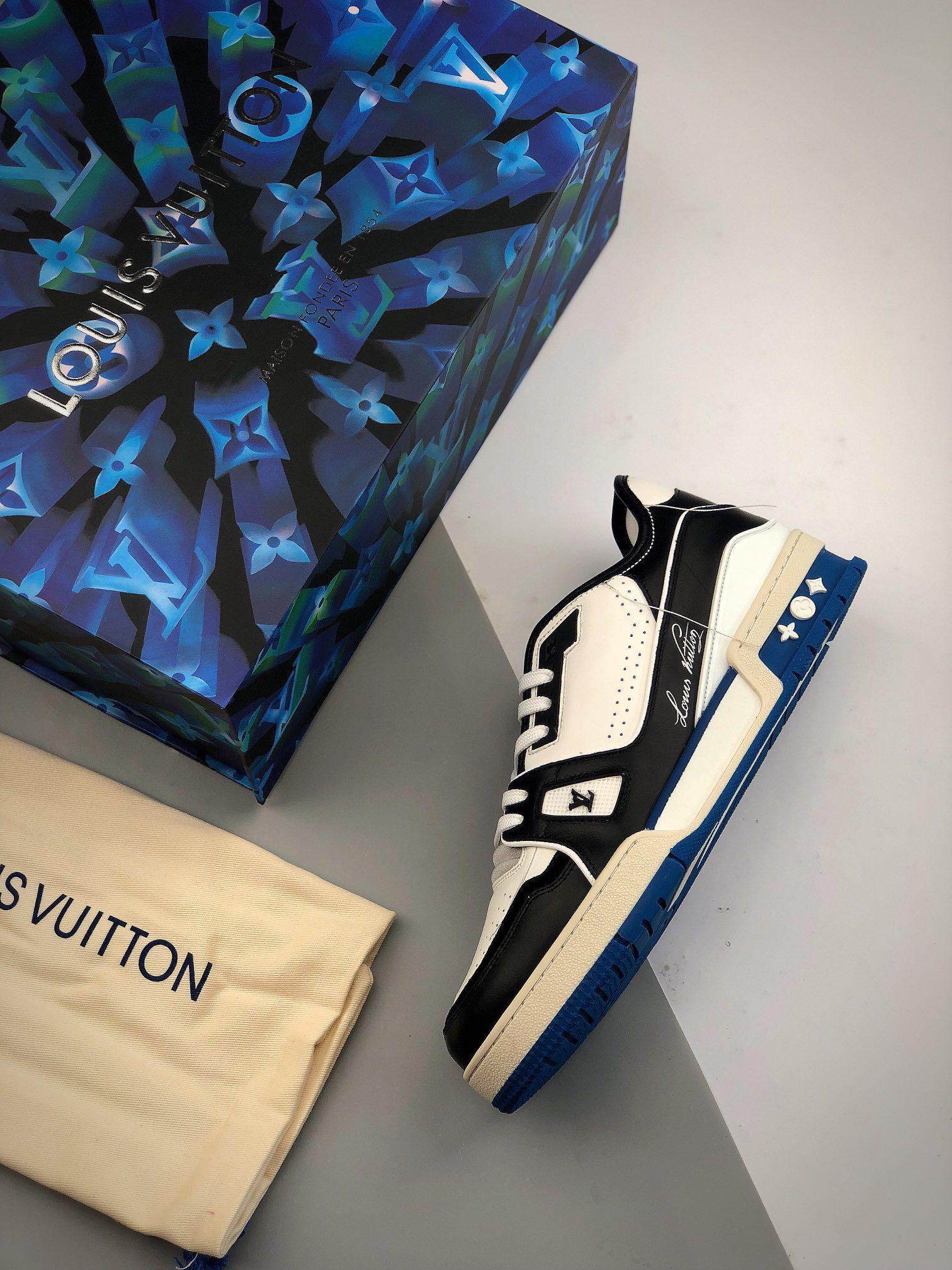 Louis Vuitton LV Trainer SS21 'White/Black/Blue' - 1A8Q7N