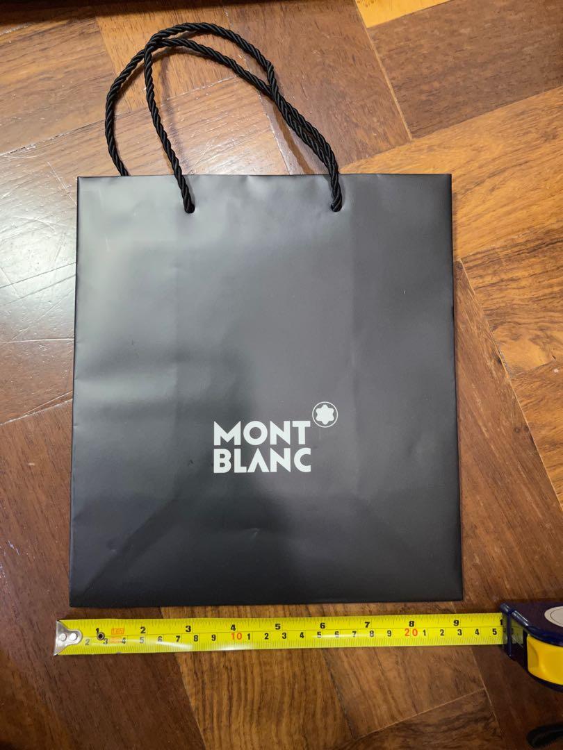 Mont Blanc paper bag 3 sizes small medium large authentic (Category: Luxury Bags & Wallets) located in Quezon City. Submitted by thebluesky07 (Listing ID 1158635822, Image 1). Description: like new Mont Blanc paper bag just stored in storage box authentic, bought in Rustans. small - 5 x 8 inches (1 pcs) : 300 pesos medium - 9 x 10 inches (4 pcs) : 400 pesos large - 13 x 14 inches (6 pcs) : 500 pesos .