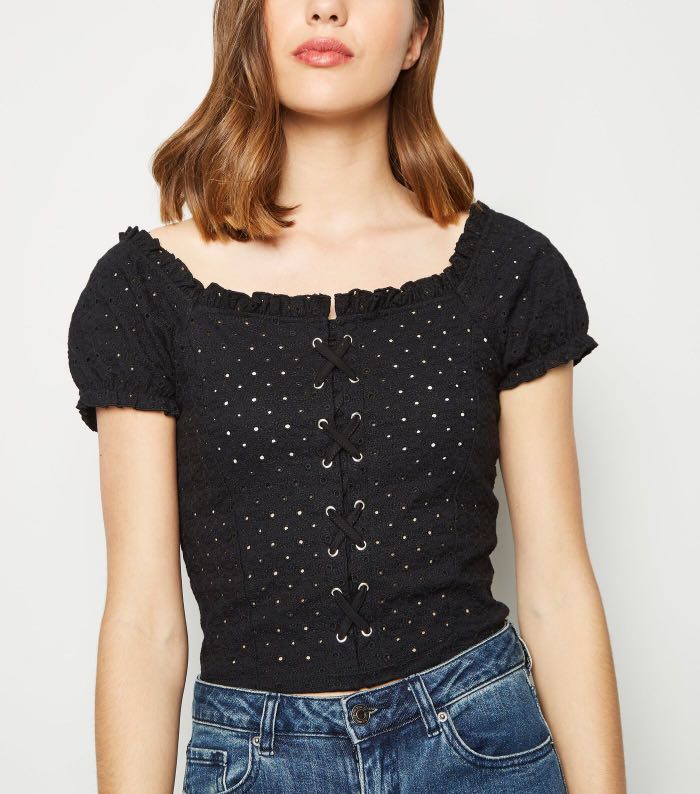 Newlook eyelet top, Women's Fashion, Tops, Blouses on Carousell