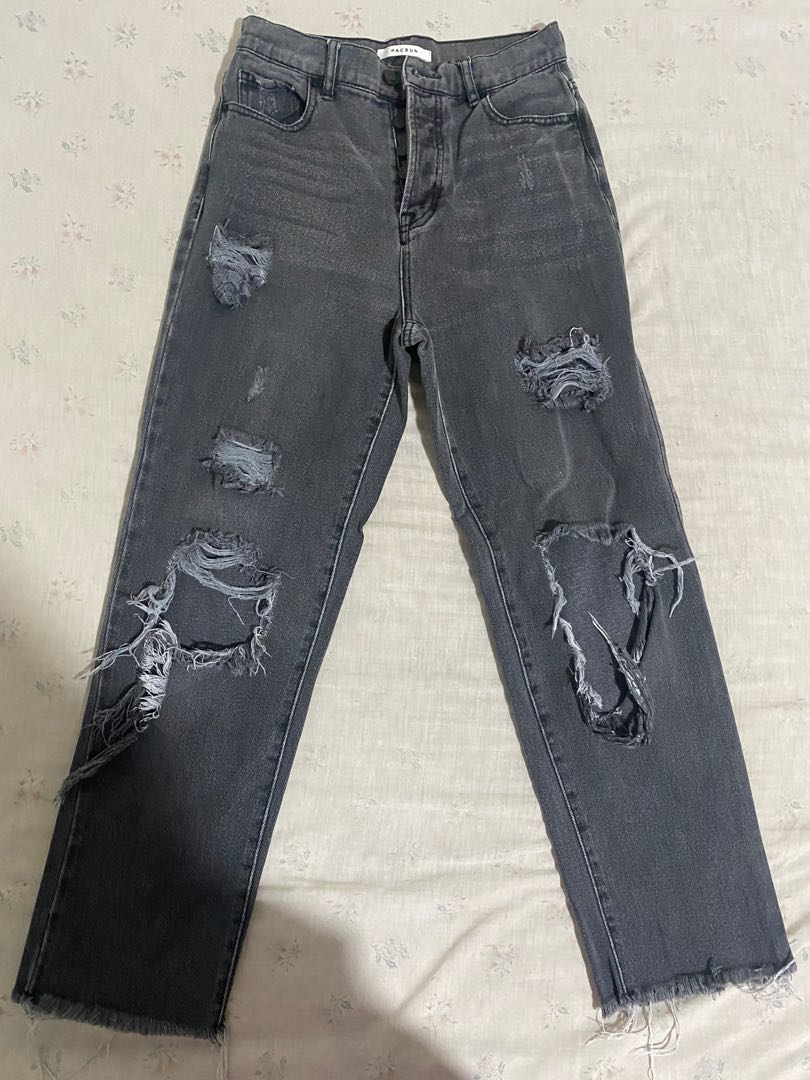 Pacsun black ripped mom jeans, Women's 