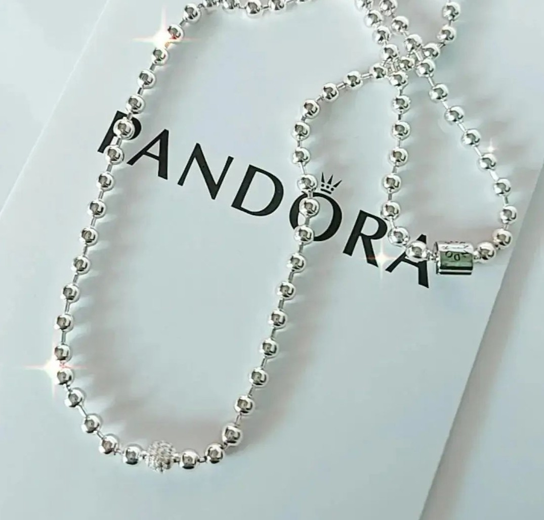 PANDORA ALE 925 Sterling Silver Pink, Pearl, Enamel Heart Sliding Bead  Necklace | eBay