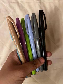 brush pens + writing pens + pen holder 