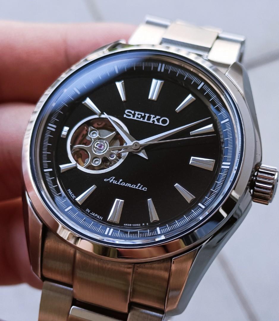 Rare JDM Seiko Presage Open Heart Black Automatic Dress Watch