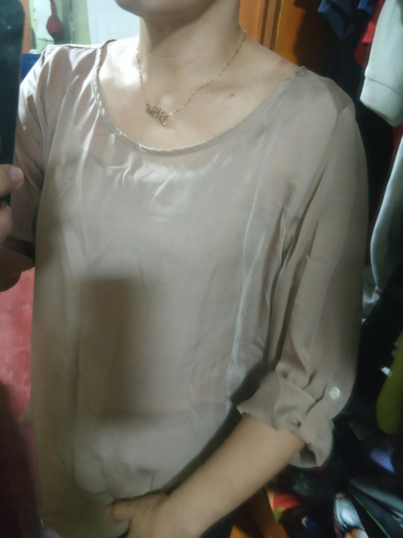 beautiful royal blue satin blouse with sequin collar main image 0