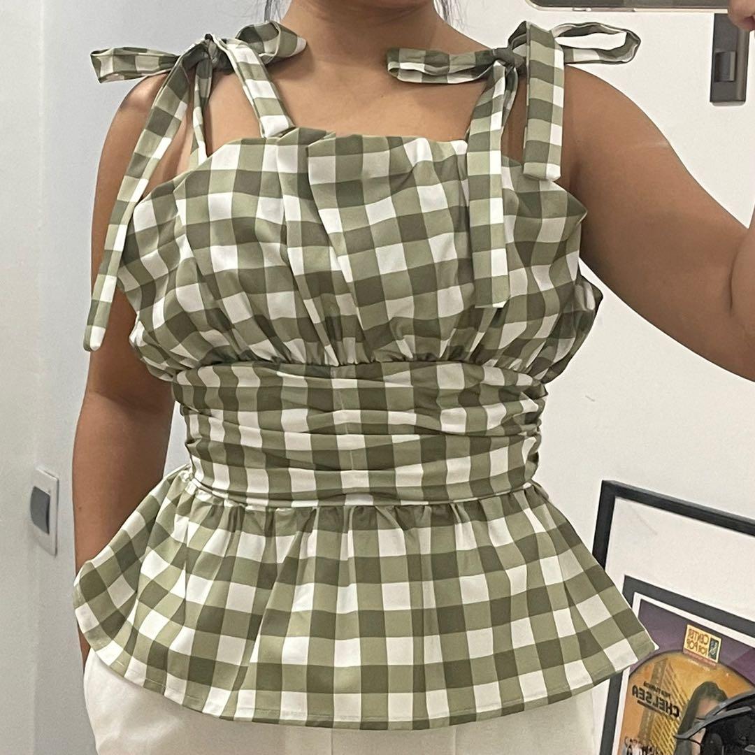 Sage Green printed  peplum style top