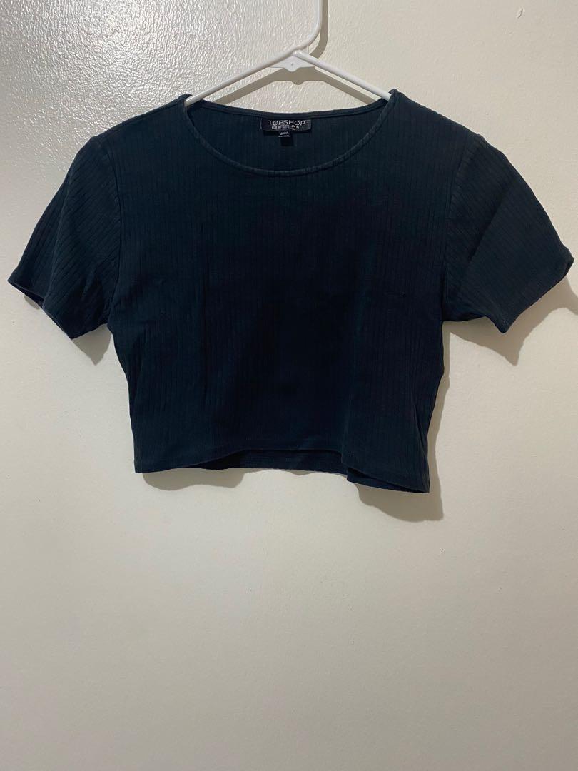 Topshop Ribbed Black Crop Top (Category: Shirts) located in Quezon City. Submitted by declutterwithmina (Listing ID 1158637796, Image 1). Description: Mode of Payment: > BDO > GCash > COD Message me for queries! 😊.