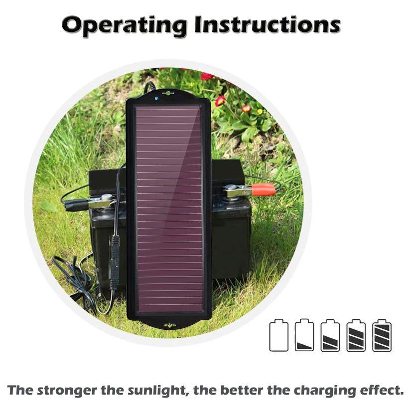 TRAMILY Solar Car Battery Trickle Charger,12V 2.5W Waterproof Portable