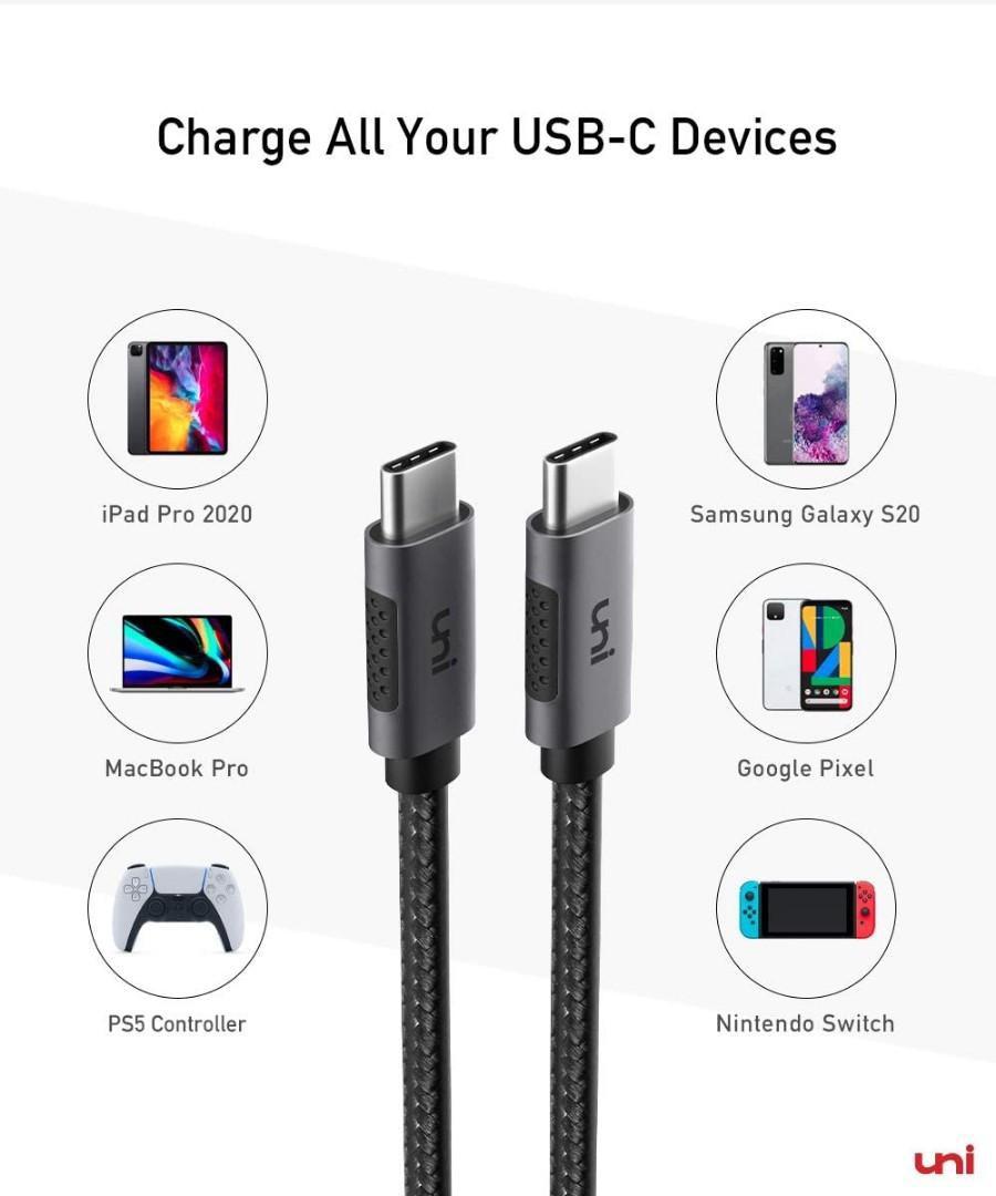 USB C Cable Fast Charging 100W 5A  E-Marker & Aluminum, iPhone 15  Compatible - uni