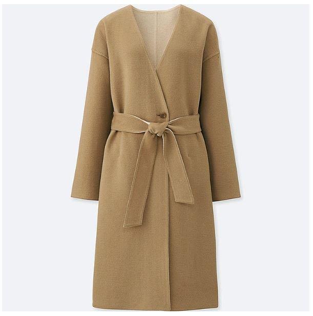 Women double face deals collarless coat