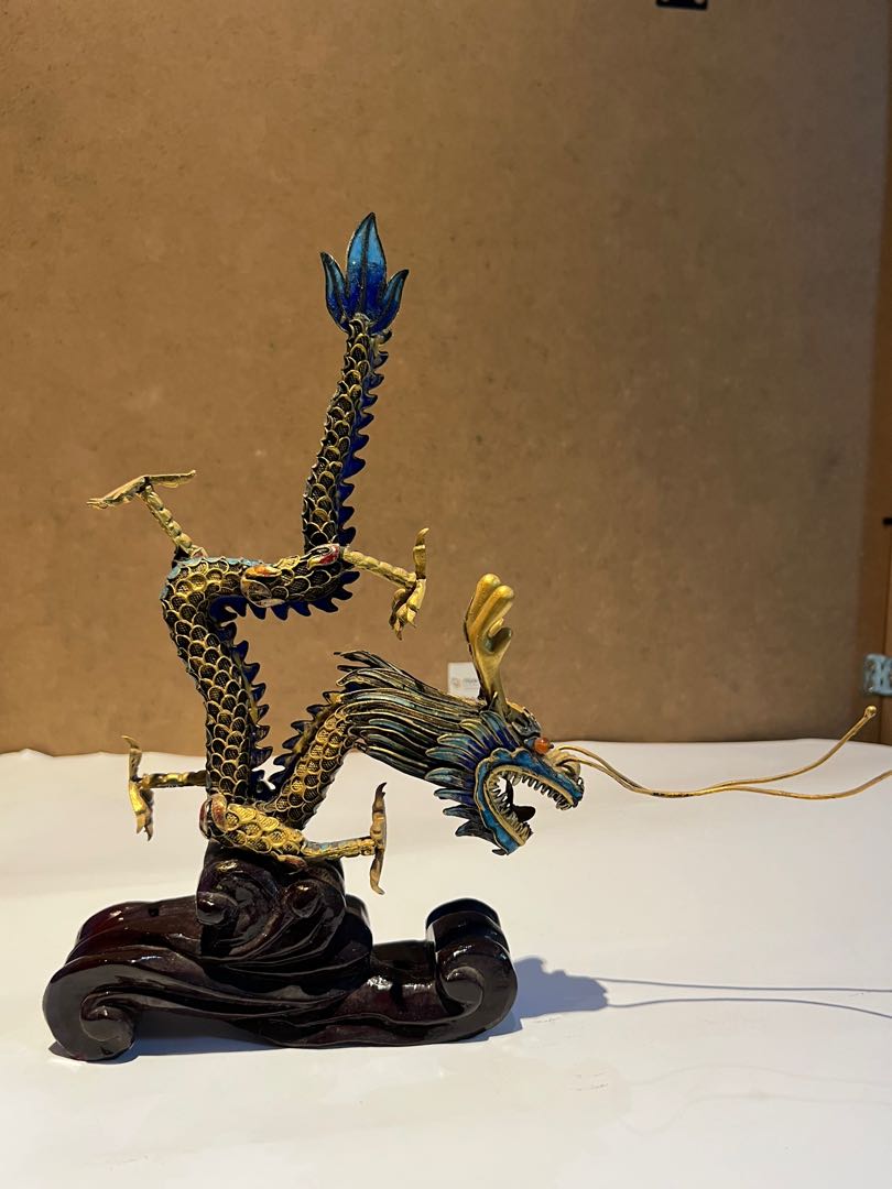 Vintage Dragon with wooden stand, Hobbies & Toys, Memorabilia & Collectibles, Vintage