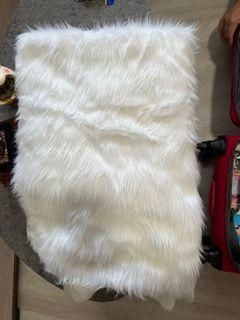 White furry table cloth