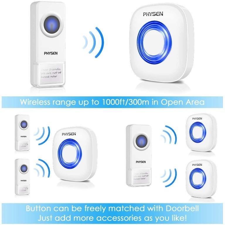 Cd Quality Sound And Led Flash Wireless Doorbell At 1000Ft Range With 38 Chimes 