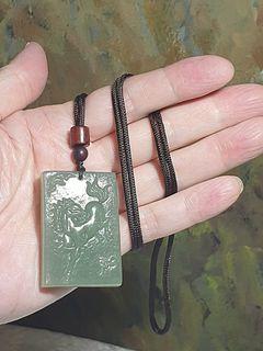 Xinjiang Nephrite light greenish Horse and Bat Jade pendant (with certificate) [Natural Crystal] 新疆和田玉青白福(蝙蝠)马吊坠(带证书)
