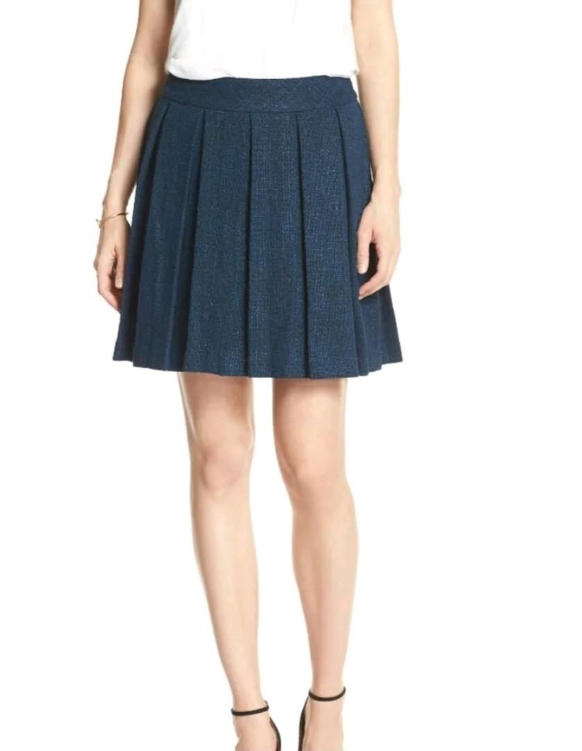 XXL 42 Banana Republic Metallic Boucle Full Skirt. Blue, Women's