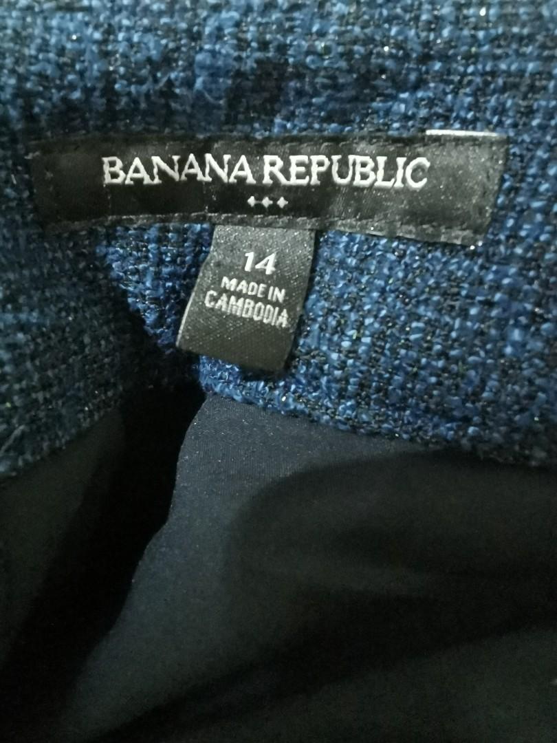 XXL 42 Banana Republic Metallic Boucle Full Skirt. Blue, Women's