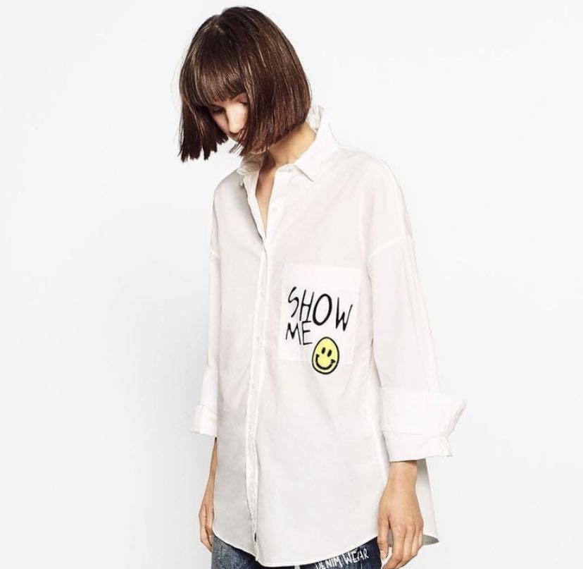Zara Oversized Shirt Emoticon Smile 