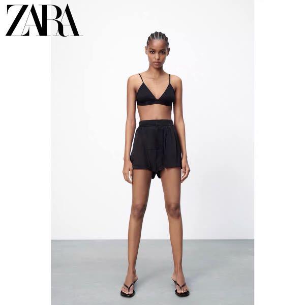Zara black satin shorts clearance