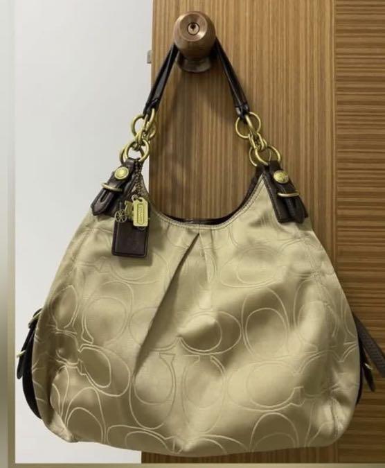 Real leather online coach hobo bag