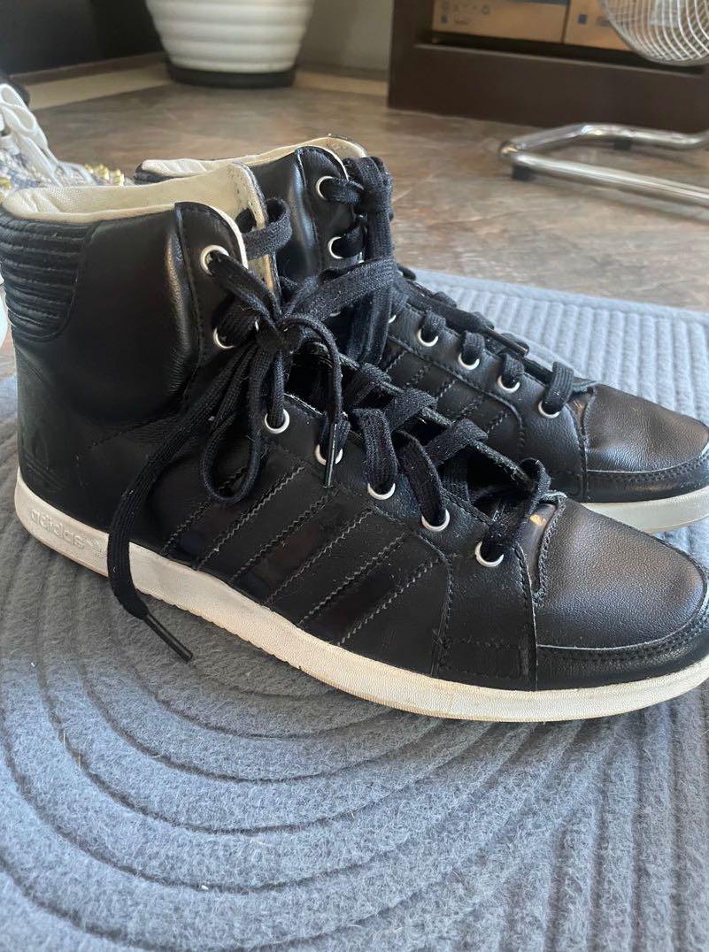 Adidas black leather high clearance tops